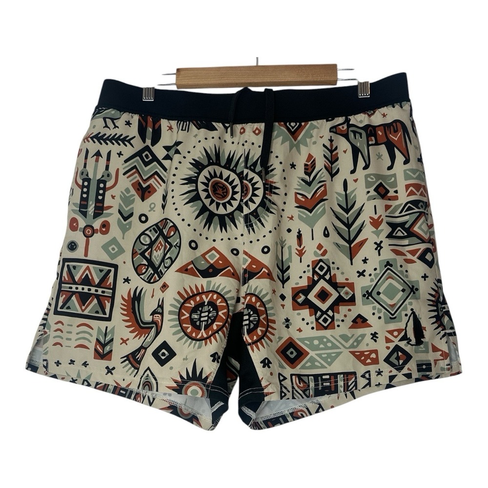 Tachuntfish Shorts Mens 2XL Petroglyph‎ Tribal Elastic Waist Athletic Pockets
